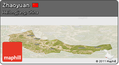 Satellite Panoramic Map of Zhaoyuan, lighten