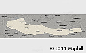 Shaded Relief Panoramic Map of Zhaoyuan, darken, semi-desaturated