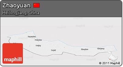 Silver Style Panoramic Map of Zhaoyuan, single color outside