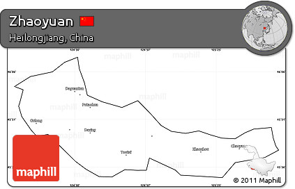 Blank Simple Map of Zhaoyuan, cropped outside