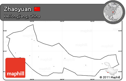 Blank Simple Map of Zhaoyuan, cropped outside, no labels
