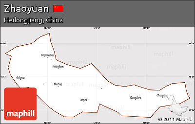 Classic Style Simple Map of Zhaoyuan, cropped outside