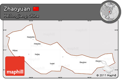 Classic Style Simple Map of Zhaoyuan, cropped outside
