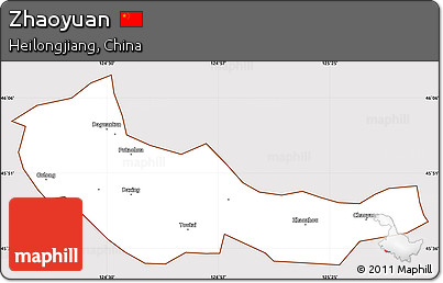 Classic Style Simple Map of Zhaoyuan, cropped outside