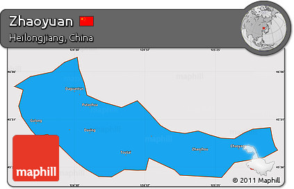 Political Simple Map of Zhaoyuan, cropped outside
