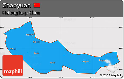 Political Simple Map of Zhaoyuan, cropped outside
