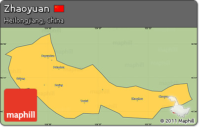 Savanna Style Simple Map of Zhaoyuan, cropped outside