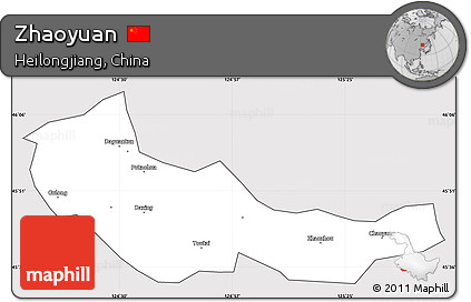 Silver Style Simple Map of Zhaoyuan, cropped outside