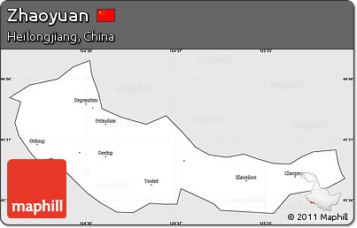 Silver Style Simple Map of Zhaoyuan, cropped outside