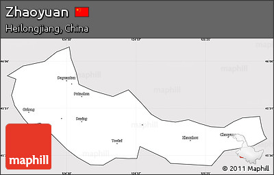 Silver Style Simple Map of Zhaoyuan, cropped outside