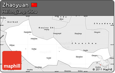 Silver Style Simple Map of Zhaoyuan
