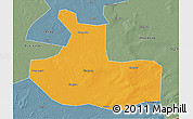 Political 3D Map of Zhaozhou, semi-desaturated