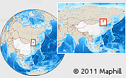 Shaded Relief Location Map of Zhaozhou, highlighted country, within the entire country