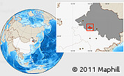 Shaded Relief Location Map of Zhaozhou, highlighted country, highlighted parent region