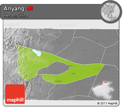 Physical 3D Map of Anyang, desaturated
