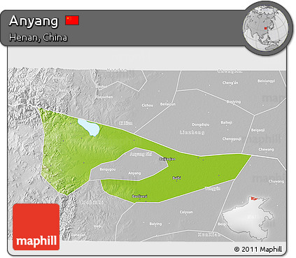 Physical 3D Map of Anyang, lighten, desaturated