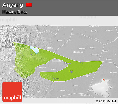 Physical 3D Map of Anyang, lighten, desaturated