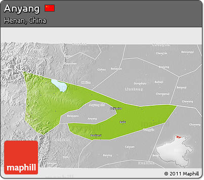 Physical 3D Map of Anyang, lighten, desaturated