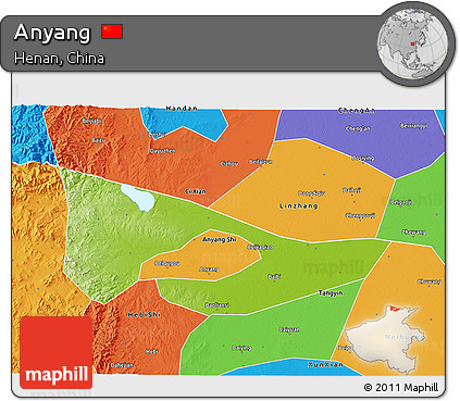 Physical 3D Map of Anyang, political outside