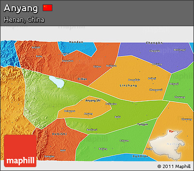 Physical 3D Map of Anyang, political outside