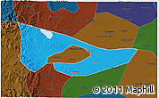 Political 3D Map of Anyang, darken