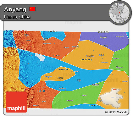 Political 3D Map of Anyang