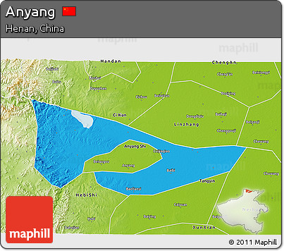 Political 3D Map of Anyang, physical outside