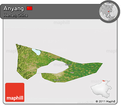 Satellite 3D Map of Anyang, cropped outside