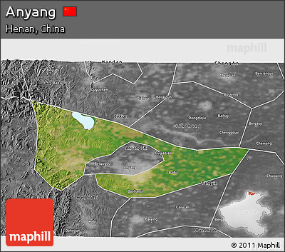 Satellite 3D Map of Anyang, desaturated