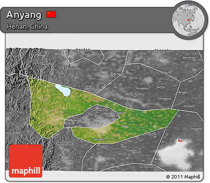 Satellite 3D Map of Anyang, desaturated