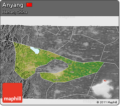 Satellite 3D Map of Anyang, desaturated