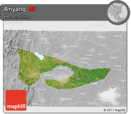 Satellite 3D Map of Anyang, lighten, desaturated