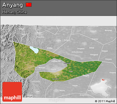 Satellite 3D Map of Anyang, lighten, desaturated