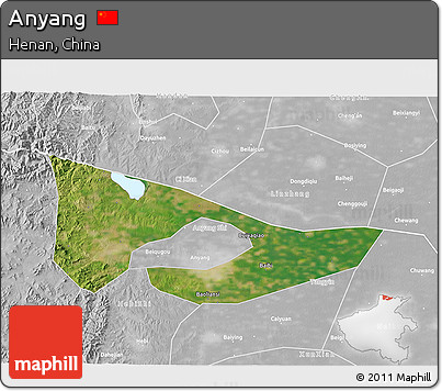 Satellite 3D Map of Anyang, lighten, desaturated