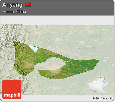 Satellite 3D Map of Anyang, lighten