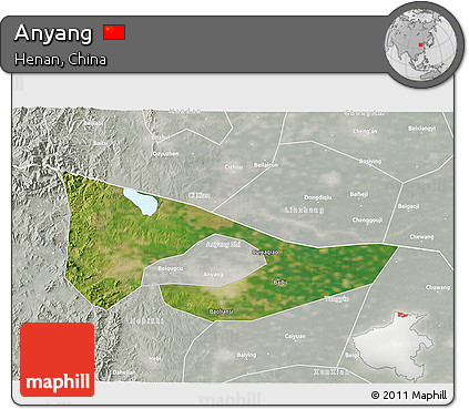 Satellite 3D Map of Anyang, lighten, semi-desaturated