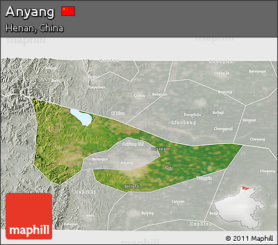Satellite 3D Map of Anyang, lighten, semi-desaturated