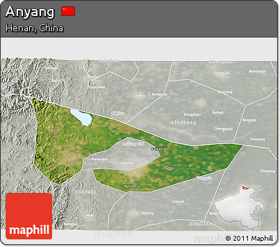Satellite 3D Map of Anyang, lighten, semi-desaturated