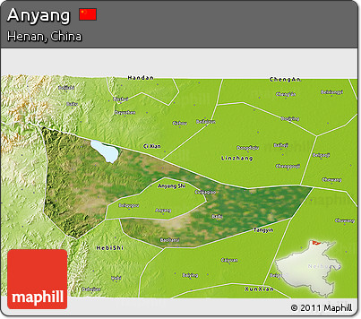 Satellite 3D Map of Anyang, physical outside