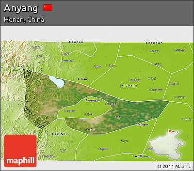 Satellite 3D Map of Anyang, physical outside