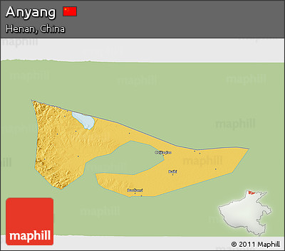 Savanna Style 3D Map of Anyang, single color outside