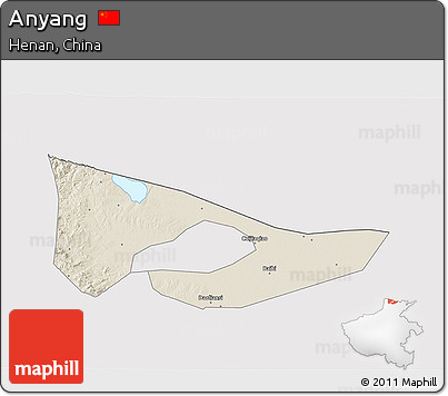 Shaded Relief 3D Map of Anyang, cropped outside