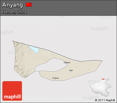 Shaded Relief 3D Map of Anyang, cropped outside