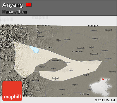 Shaded Relief 3D Map of Anyang, darken