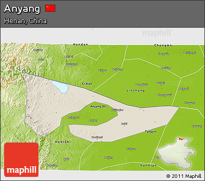 Shaded Relief 3D Map of Anyang, physical outside