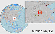 Gray Location Map of Anyang, hill shading