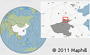 Savanna Style Location Map of Anyang, highlighted country, highlighted parent region, hill shading