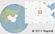 Savanna Style Location Map of Anyang, highlighted country, hill shading