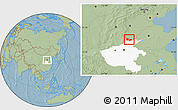 Savanna Style Location Map of Anyang, highlighted parent region, hill shading