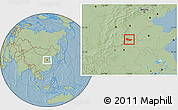 Savanna Style Location Map of Anyang, hill shading